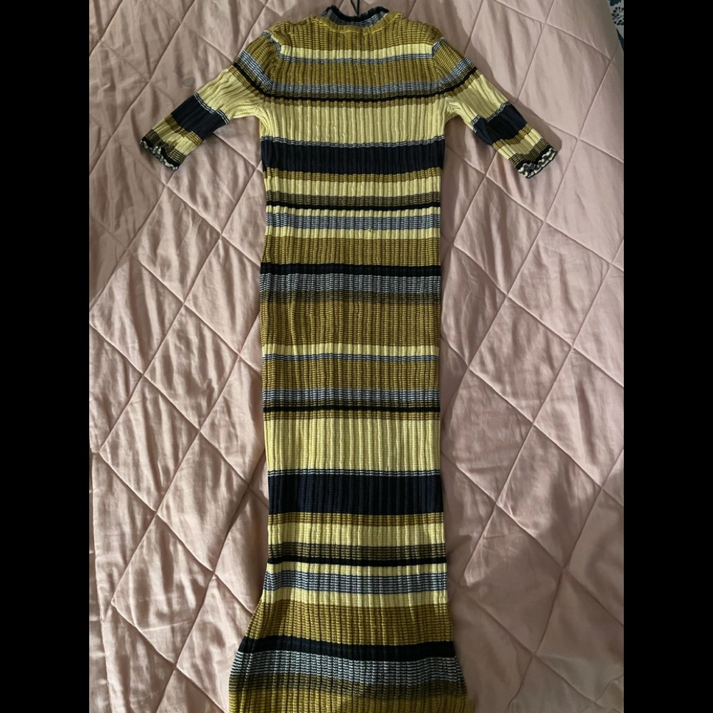 Striped mock neck sweater dress